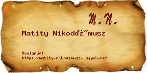 Matity Nikodémusz névjegykártya